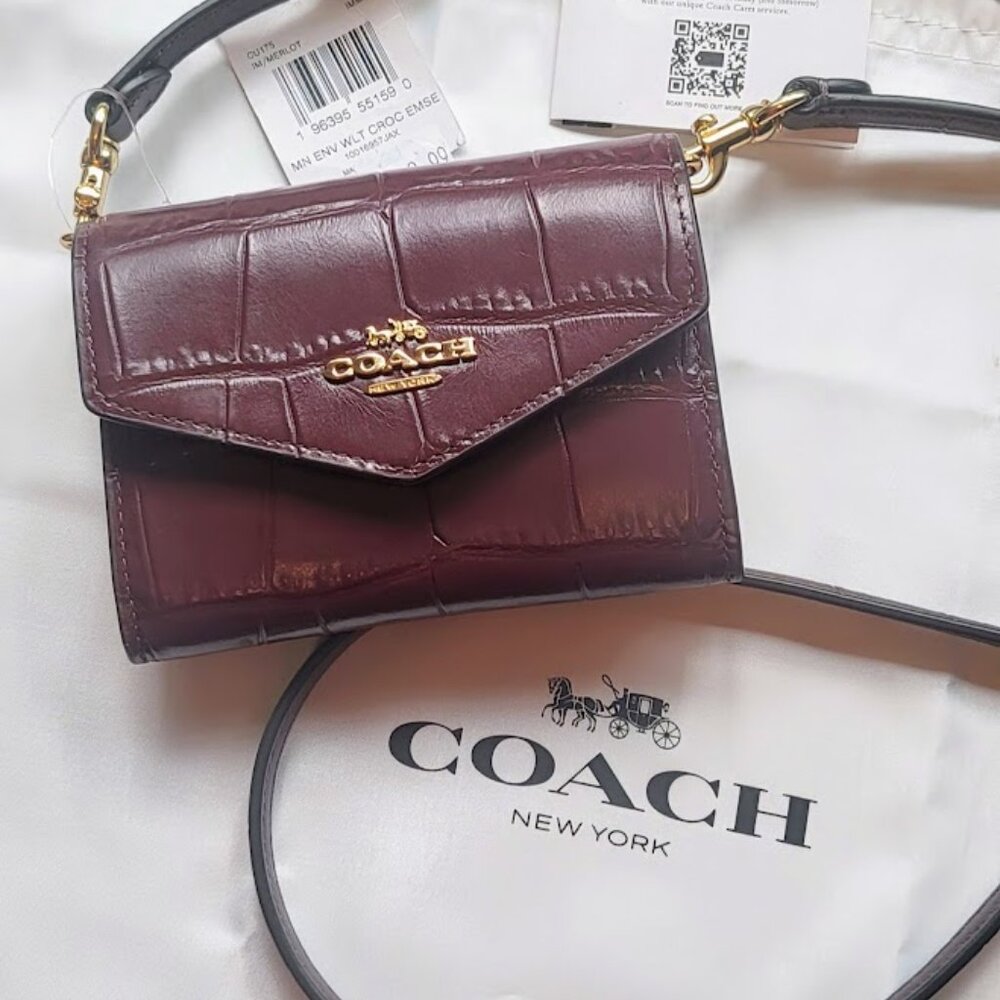 Coach Mini Envelope Wallet With Strap Style #CU175 With Coach Dust Bag - Picture 4 of 13